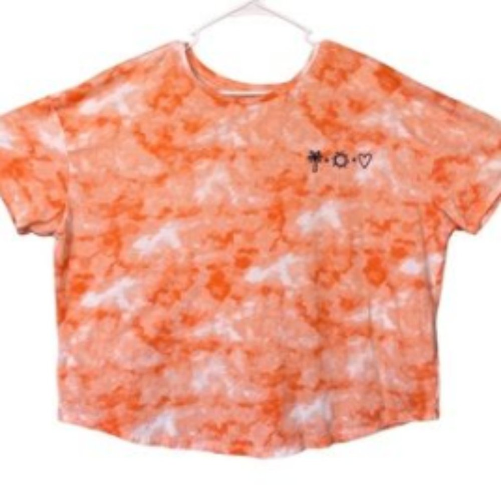 Old Navy Orange and White Tie Dye Easy Tee (Size: S)